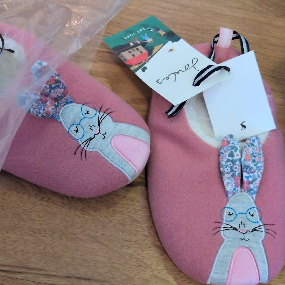 Joules Pink Bunny Kids Slippers